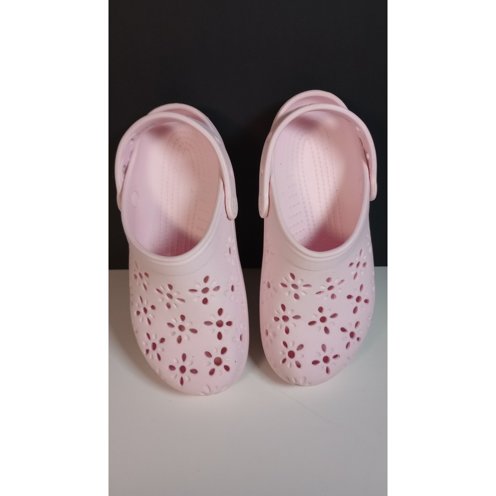 Crocs Adult Classic Floral Cut Out Slip on Clogs Pink Milk #210927-6ZW SZ 5